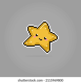 8 bits de píxel de estrella adorable, para activos de juego y patrones de puntos cruzados en ilustraciones vectoriales.