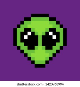 8 Bit Pixel Alien. Vector Illustration