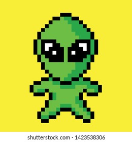 8 Bit Pixel Alien. Vector Illustration