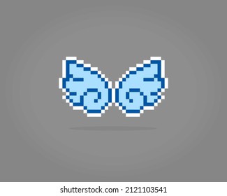 8 bit pixel of angel wings in Vector Illustrations for Game Assets or Cross Stitch Patterns