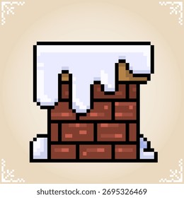 8 bit pixel art of chimney in vector illustration for game assets and cross stitch patterns.