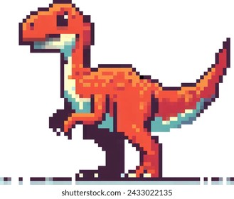 8 bit pixel art dinosaur Tyrannosaurus is an ancient animal of the Jurassic period. Vector icon in retro game style isolated on white background