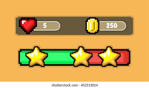 8 bit pixel art Gui Game Asset 