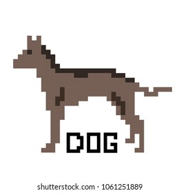 8 bit pixel art standing dog icon isolated on white background,vector illustration eps 8