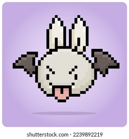 8 bit Pixel of bat. Pixel animals for game assets in vector illustration.