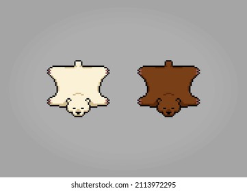 8 bit pixel a bear rug. Animals for game assets and cross stitch patterns in vector illustrations.