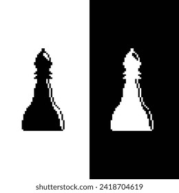 8 bit Pixel  Bishop  icon vector chess. Chessmen figure pixel art pieces. 