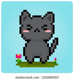  8 bit pixel black grey. Animals for game assets in vector illustration.