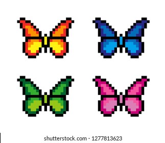 8 Bit Pixel Butterfly Vector