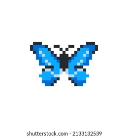 8 Bit Pixel Butterfly Vector. 