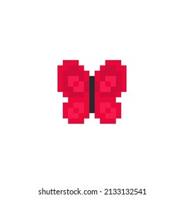 8 Bit Pixel Butterfly Vector. 