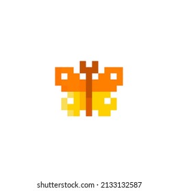 8 Bit Pixel Butterfly Vector. 