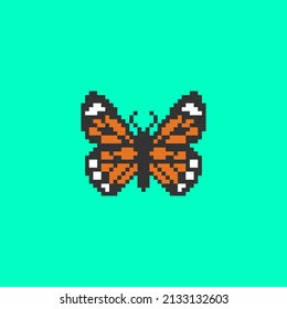 8 Bit Pixel Butterfly Vector. 