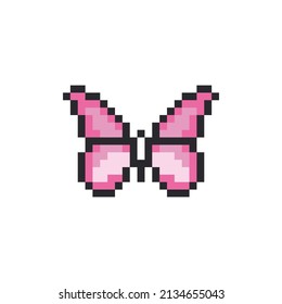 8 Bit Pixel Butterfly Vector. 