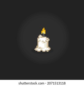 8 bit pixel candle. object items for game assets in vector illustration.