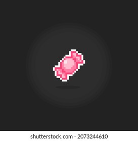 8 bit pixel candy. food item for game assets in vector illustration.