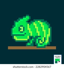8 Bit Pixel Chamäleon grün gefärbt. Tierspiel-Objekte in Vektorgrafik. Pixelkunst. alte Computergrafik. Videospiel. Spiele-Objekte 8-Bit-Sprite.