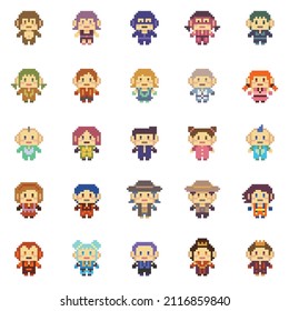 8 bit pixel Character people vector illustrator colection