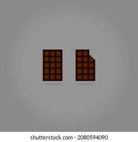 barra de chocolate de 8 bits por píxel. Elemento del logotipo de alimentos para los activos de juego en la ilustración vectorial.