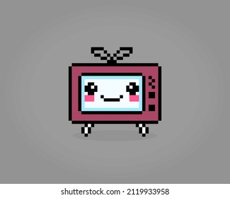 Pixel de 8 bits de tv clásica. Televisión Kawaii en vectores Ilustración.