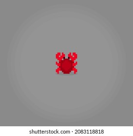 8 bit pixel crab image. Animals in vector illustration for retro games