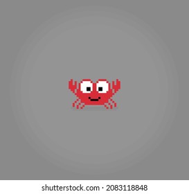 8 bit pixel crab image. Animals in vector illustration for retro games