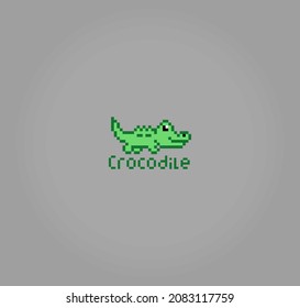 8 bit pixel crocodile image. Animals in vector illustration for retro games