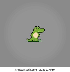 8 bit pixel crocodile image. Animals in vector illustration for retro games