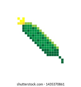 8 bit pixel cucumber. Vector illustration.Old school computer graphic style. Games elements.