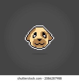 8 bit pixel of dog. Animal head for asset games in vector illustrations. Cross Stitch pattern.