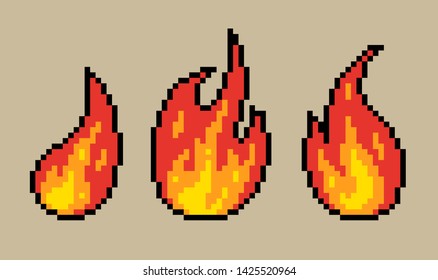 8 Bit Pixel Fire Flame Vector