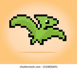 8 Bit Pixel fliegender Dinosaurier. Tiere in Vektorgrafiken für Cross Stich Muster.