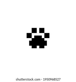 8 bit pixel footprin paws vector