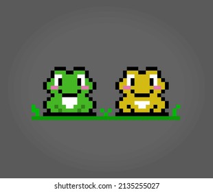 8 bit pixel frog. Animals in vector illustrations for cross stitches and game assets.