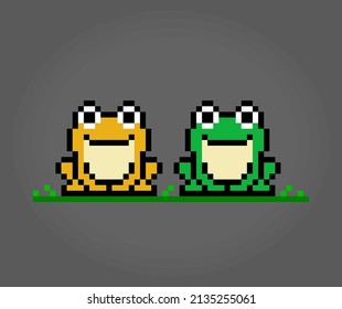 8 bit pixel frog. Animals in vector illustrations for cross stitches and game assets.
