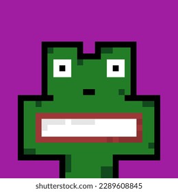 8 bit of pixel froggy character. normal froggy in vektor illustrations for game assets or cross stitch patterns.