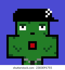 8 bit of pixel froggy character. rapper froggy in vektor illustrations for game assets or cross stitch patterns.	