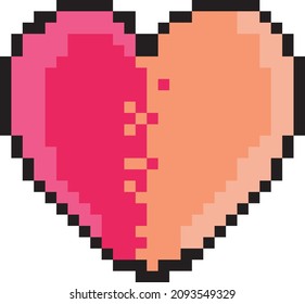 8 Bit Pixel Heart Vector Illustration