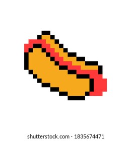 8 bit pixel hot dog. vector illustration. white background. isolated object