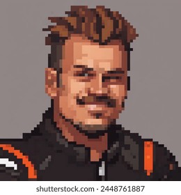 8 Bit Pixel Illustration of a Biker