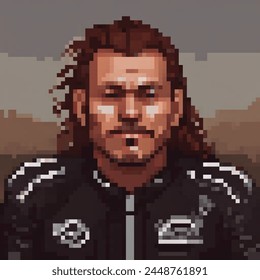 8 Bit Pixel Illustration eines Bikers