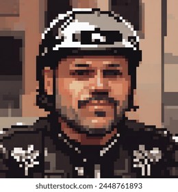 8 Bit Pixel Illustration eines Bikers