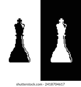 8 bit Pixel  King  icon vector chess. Chessmen figure pixel art pieces. 