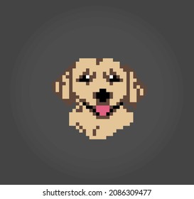 8 bit pixel labrador retriever dog . Animals for asset games in vector illustrations. Cross Stitch pattern.