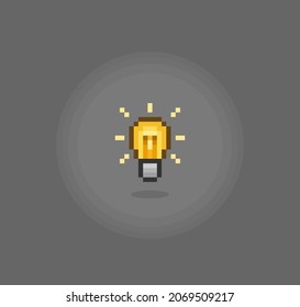 Bombilla de 8 bits de píxel. objeto activo de juego en ilustración vectorial.