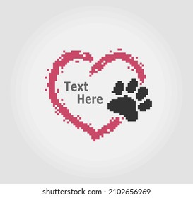 8 bit pixel logo love my pet, in vector illustration for game icon.