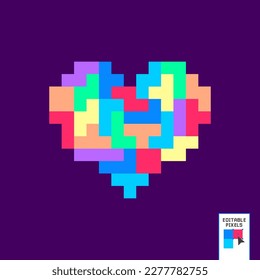 8 bit pixel love in the arrangement of the box. Heart icon in vector illustration for the game icon.