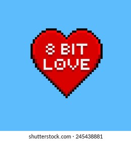 8 bit pixel love heart pixelart logo