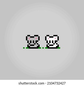 8 bit pixel mice. Animals for game assets and cross stitch patterns in vector illustrations.