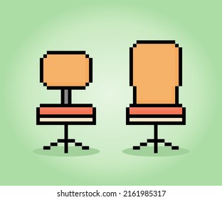 8 bit pixel modern chair in vector illustration for game assets.